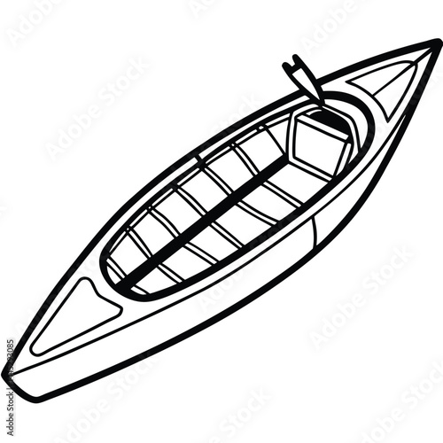 Camping Activities kayaking vector silhouette Line art illustration 