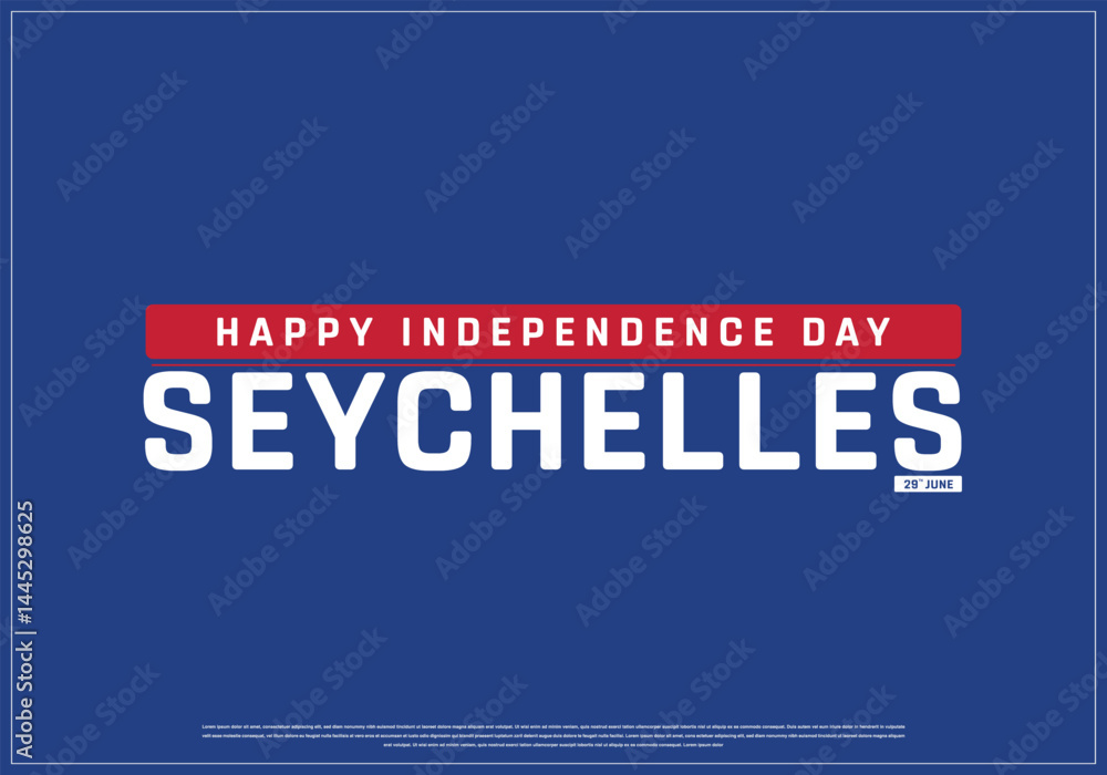 Fototapeta premium Independence Day of Seychelles on a dark background, Vector design of Independence Day of Seychelles, Typographic Design of Seychelles National Day, Flag typography of Seychelles