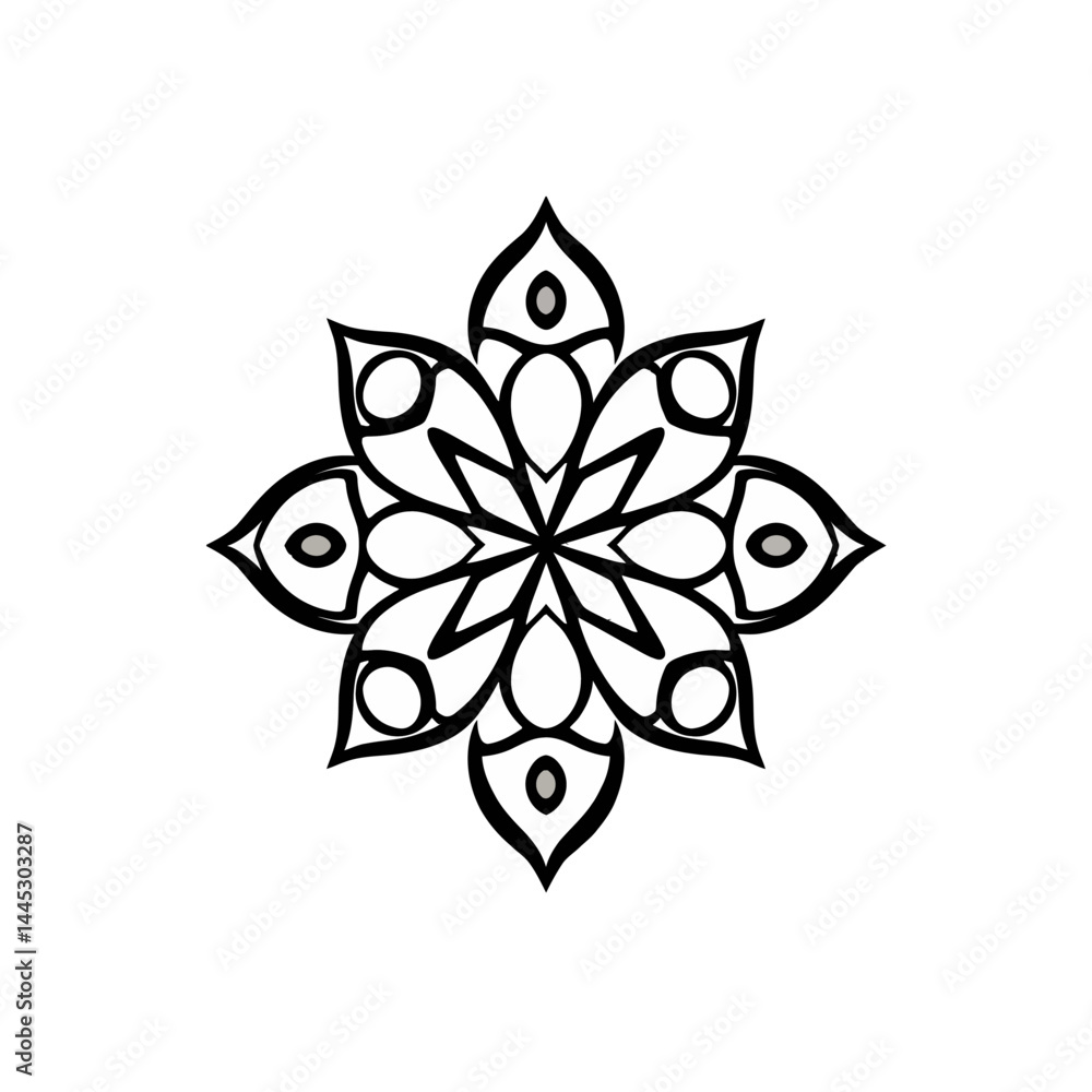 Obraz premium Mandala flower vector art design element floral pattern illustration graphic decoration decorative ornament icon