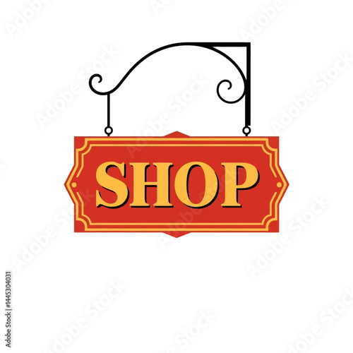 Shop sign vector illustration for business storefront and retail store advertising design element image