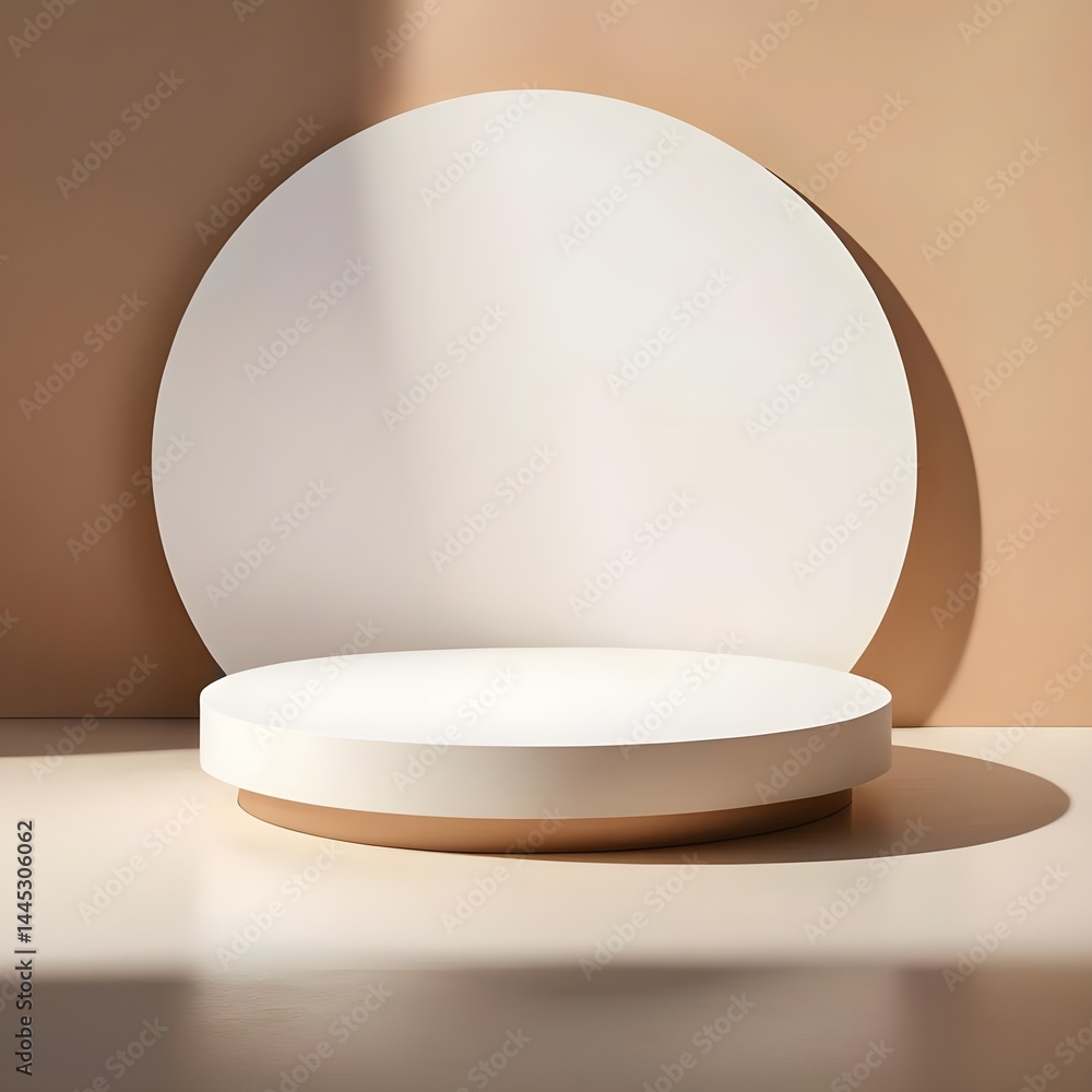 Minimalist Beige and White Product Display Podium Minimalist Beige and White Product Display Podium