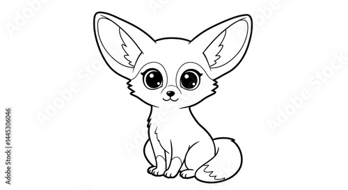 Alert Curious Fennec Fox Character for Kids Fun Arid Habitat Coloring