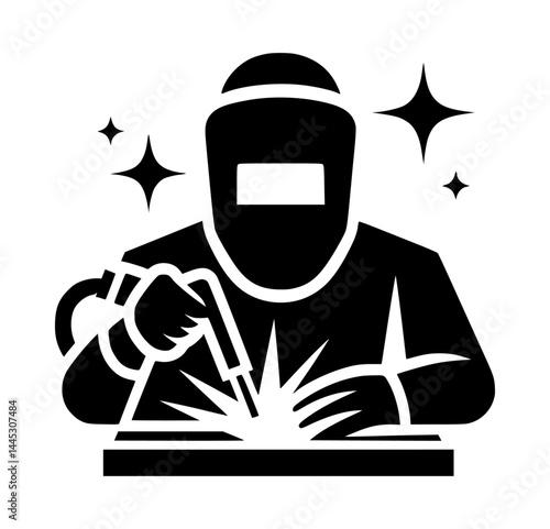 welder icon logo black color vector design on white background