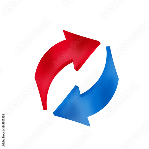 curved blue and red arrows form a circle without a background