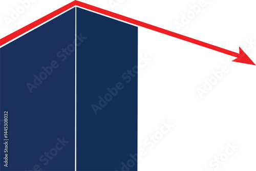 recession Economic collapse concept, businessman with falling financial graph chart due to global recession. Stock market crash, inflation, financial crisis, Falling income in GDP, capital 