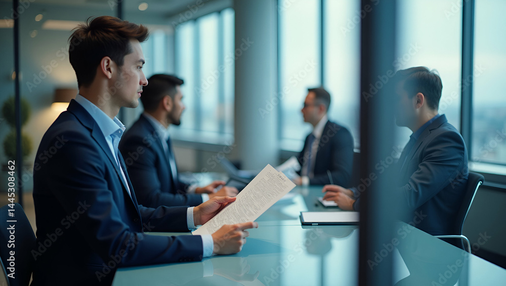 Consultants on US-China Business Policy: Analyzing Tariff Schedules & Investment Guidelines for Joint Ventures - Photo Stock Concept with Left-Side Empty Space Consultants on US-China Business Policy: Analyzing Tariff Schedules & Investment Guidelines for Joint Ventures - Photo Stock Concept with Left-Side Empty Space
