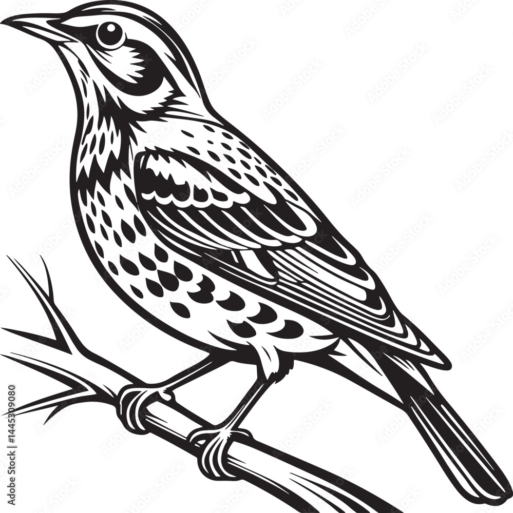 Obraz premium Redwing bird silhouette vector illustration