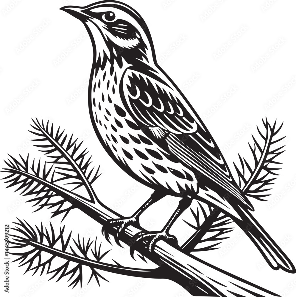 Fototapeta premium Redwing bird silhouette vector illustration
