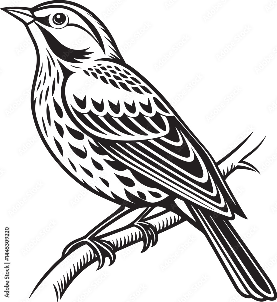 Obraz premium Redwing bird silhouette vector illustration