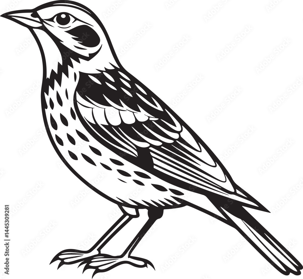 Redwing bird silhouette vector illustration Redwing bird silhouette vector illustration