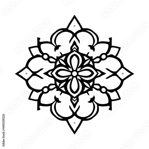 Downloadable vector floral mandala design element for coloring page book art therapy and decoration projects