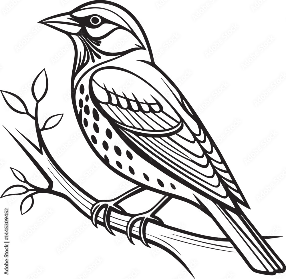 Obraz premium Redwing bird silhouette vector illustration