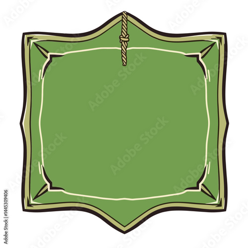 Green vintage banner vector illustration with rope for text background and graphic design element 00 char