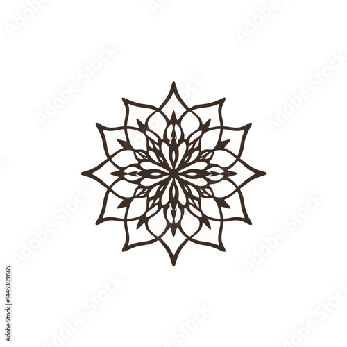 Downloadable floral mandala vector design for coloring pages and tattoo art with intricate details