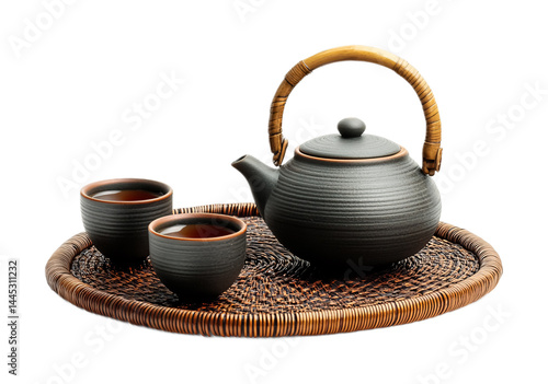 Tea Set for Vintage and Traditional Decor - Isolated on White Background