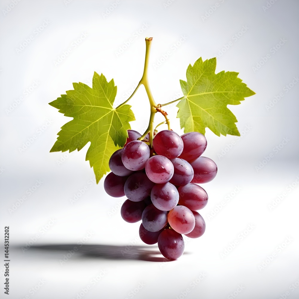 Fototapeta premium Red Grapes with Vine Leaves