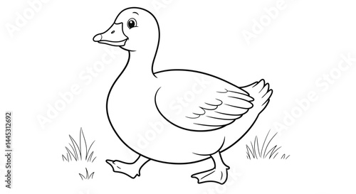 Cute Snow Goose Cartoon Illustration Kids Activity Page Ready for Coloring Fun