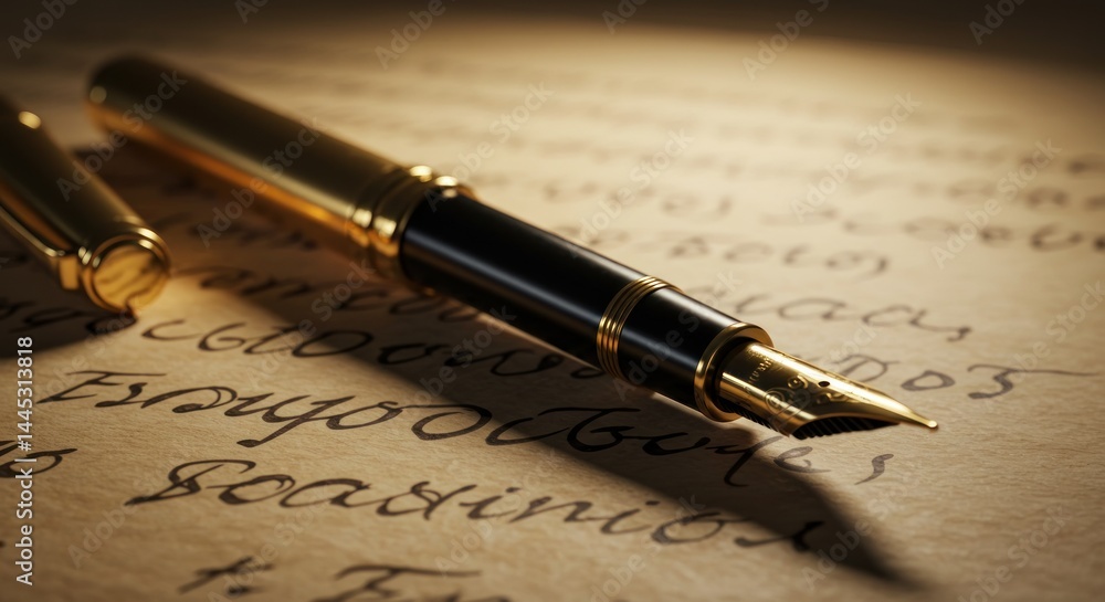 Fototapeta premium Elegant Fountain Pen on Paper (Photo)