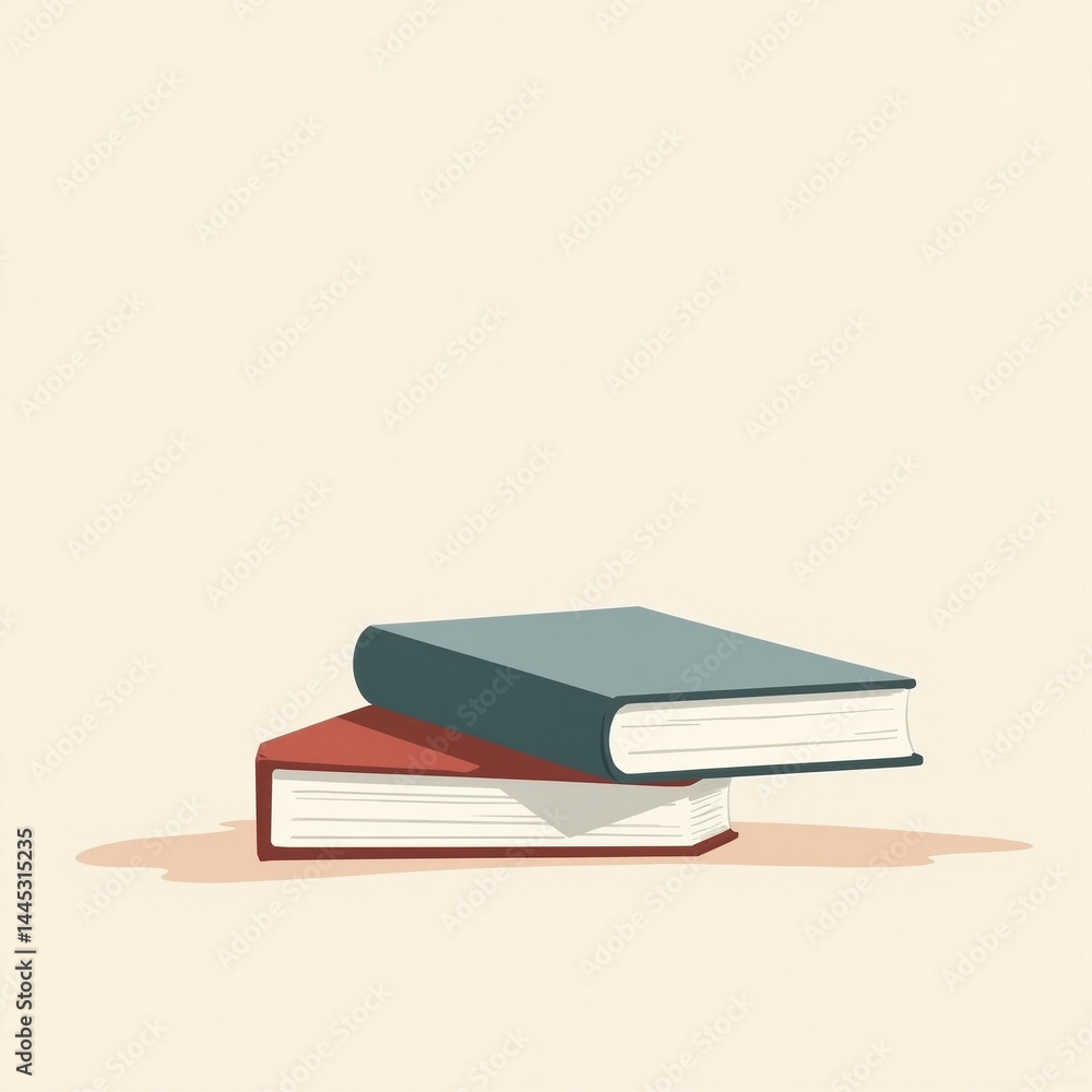 Fototapeta premium Stacked Books on a Simple Background 