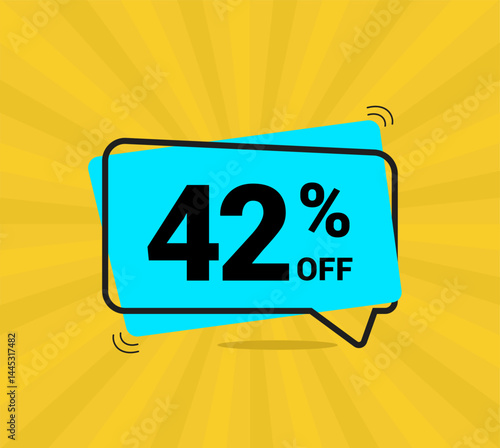 42% OFF sale, forty two percent. Coupon of Discount Price. Discount promotion. Banner for One percent off offers. Yellow and blue Design. Vector illustration.