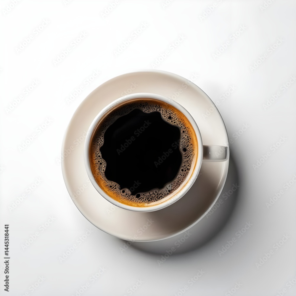 Overhead View of a Cup of Black Coffee Overhead View of a Cup of Black Coffee