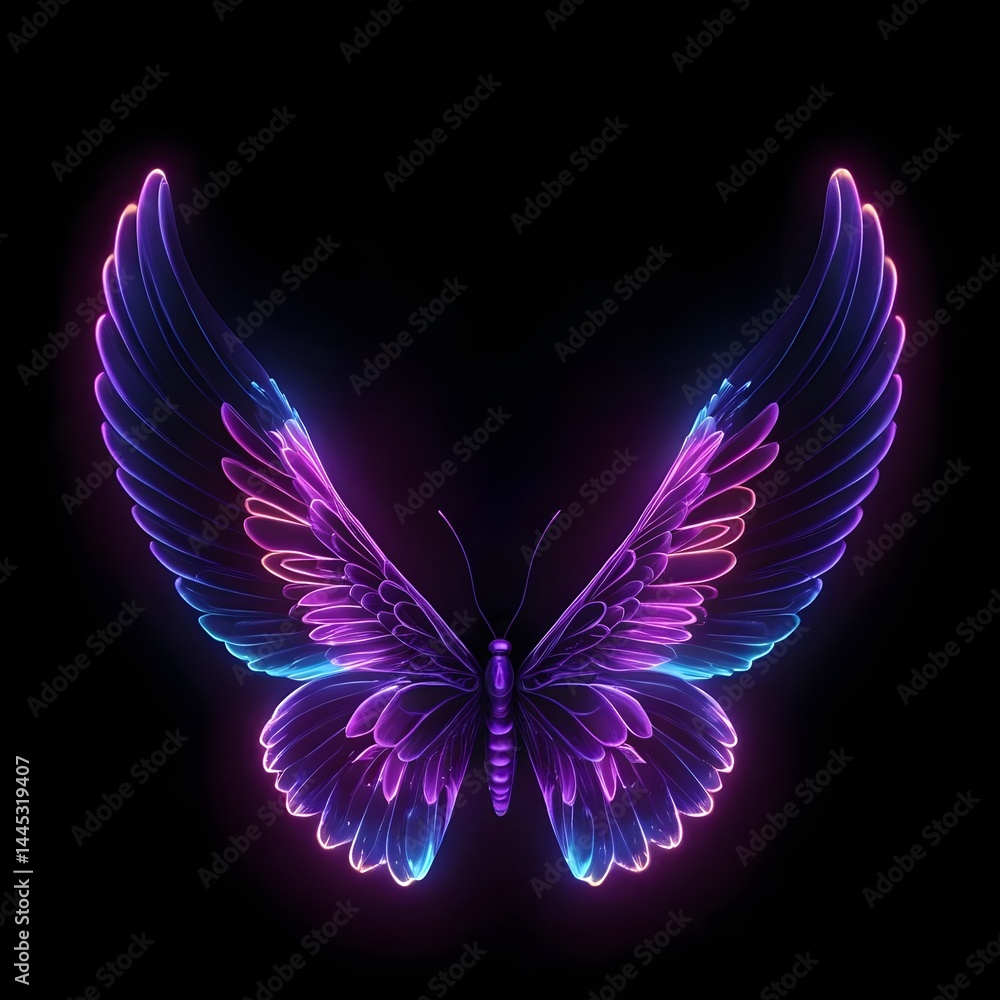 Fototapeta premium Glowing Neon Butterfly Wings