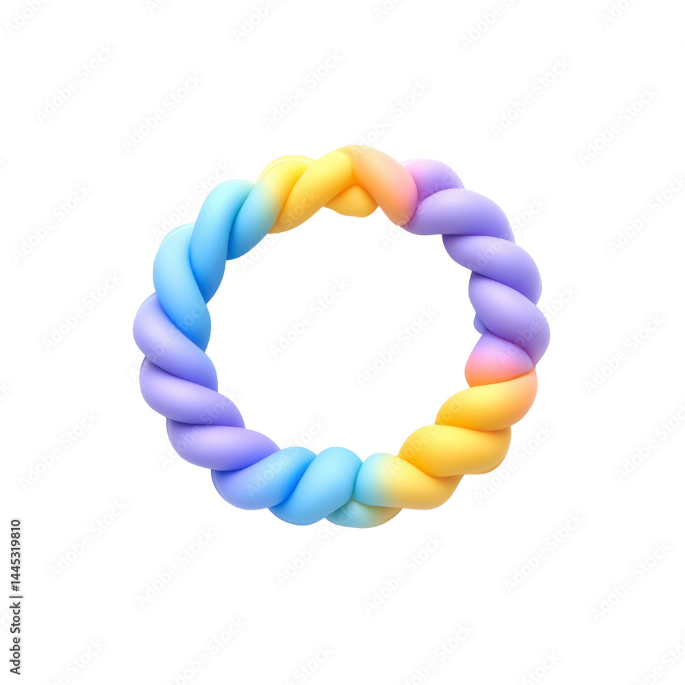 Obraz premium Pastel Rainbow Twisted Circle Frame - Abstract 3D Render