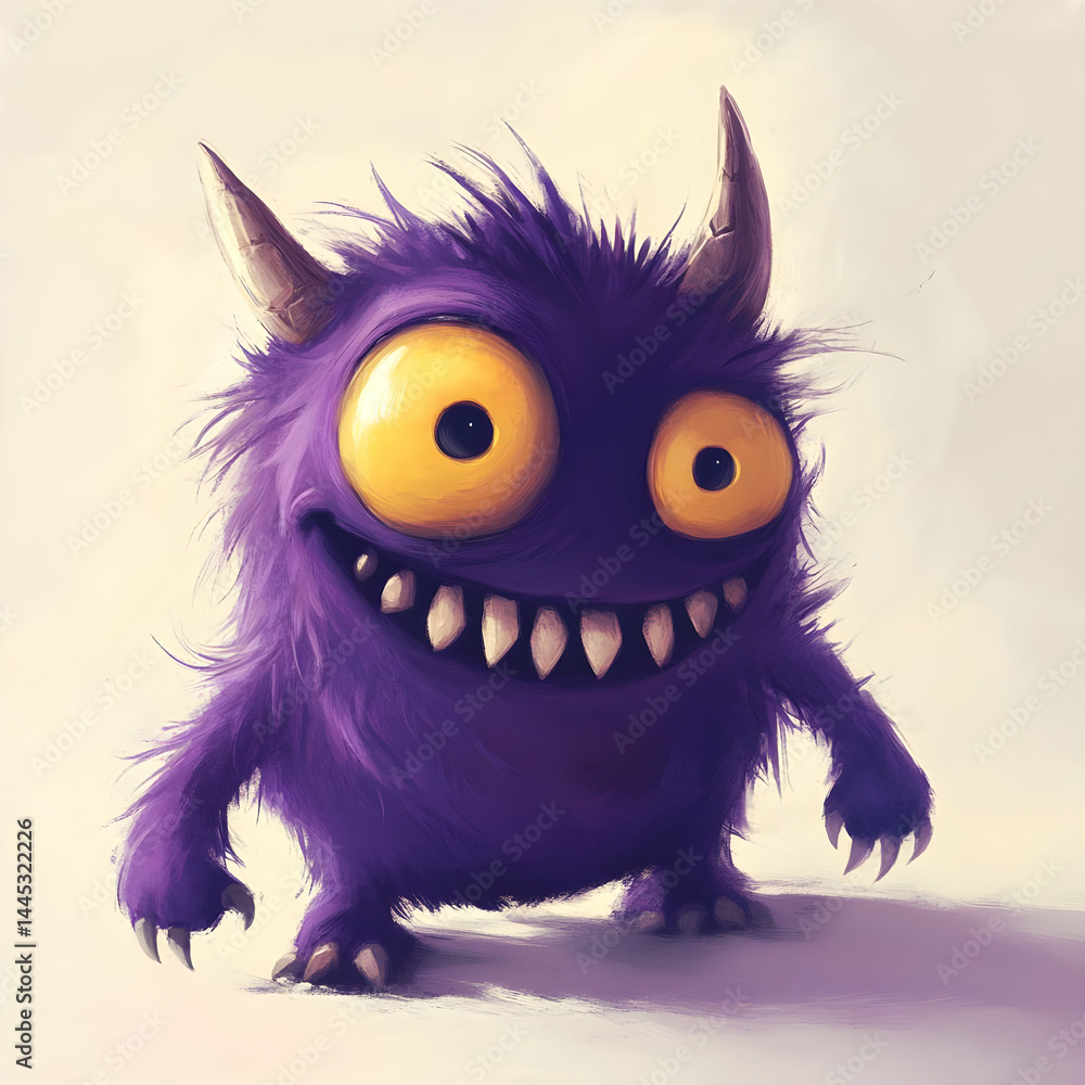 Purple Fuzzy Monster Illustration Purple Fuzzy Monster Illustration