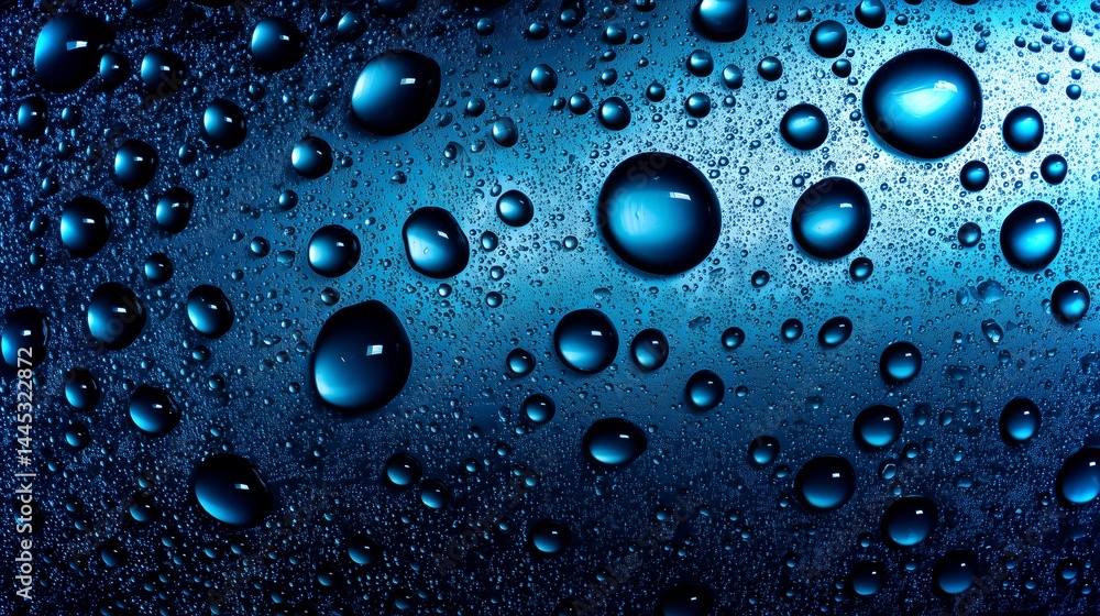 Captivating blue water droplets creating a textured backdrop for various designs and projects Captivating blue water droplets creating a textured backdrop for various designs and projects