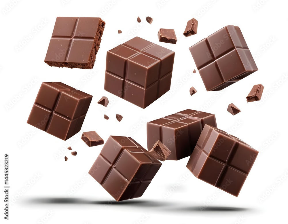 Fototapeta premium Floating Milk Chocolate Cubes