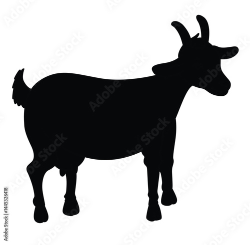Cute cartoon hand drawn vector goat silhouette.