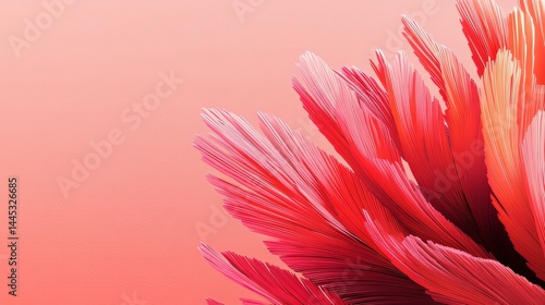 Aesthetic abstract red leaves in the corner of the red background created with Generative AI technology