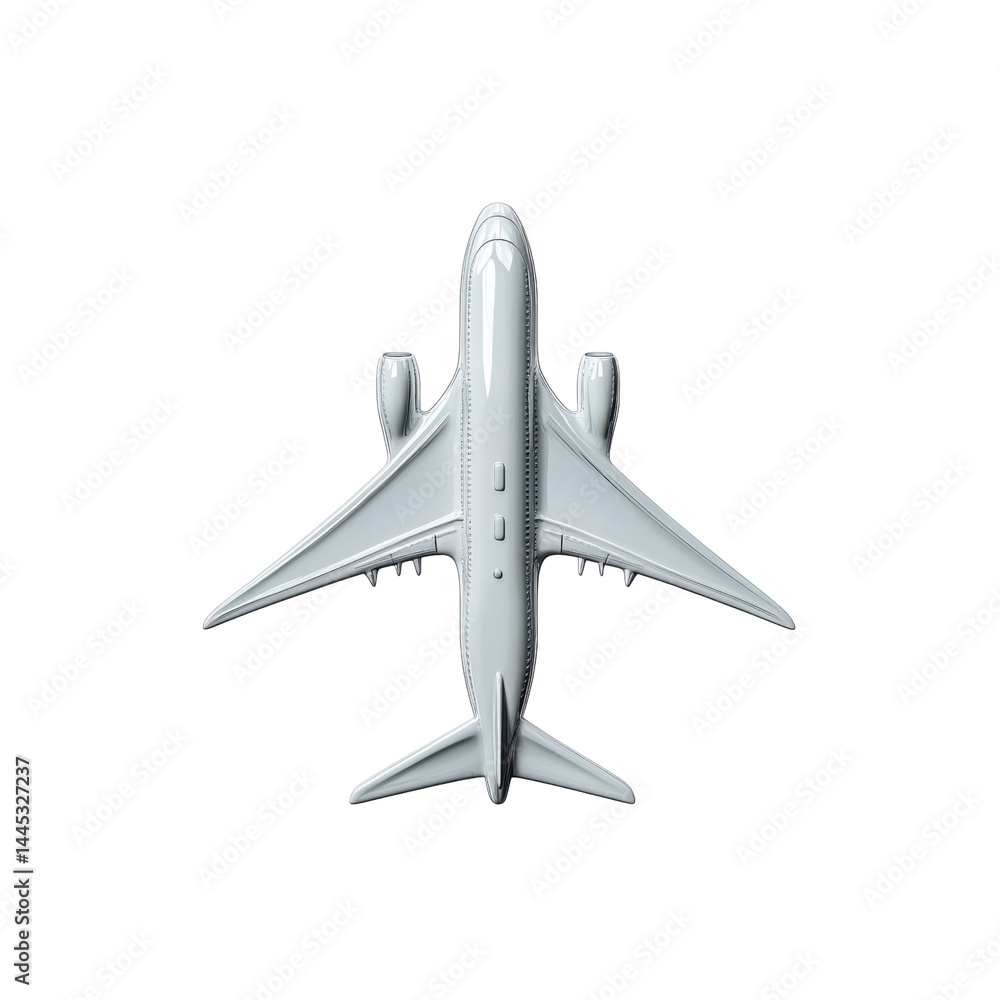 Fototapeta premium Overhead View of a White Airplane Model Against a Black Background