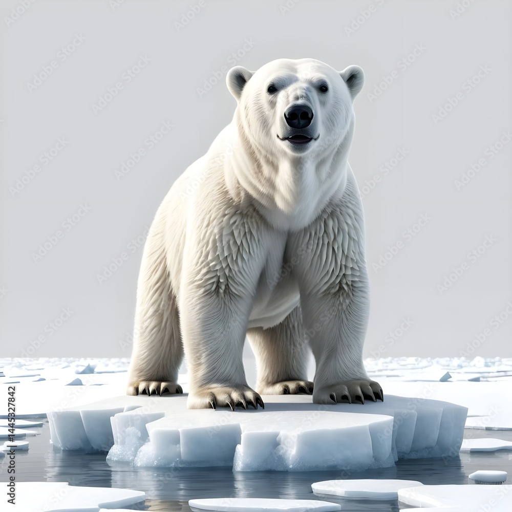 Fototapeta premium Majestic Polar Bear on Melting Ice Floe