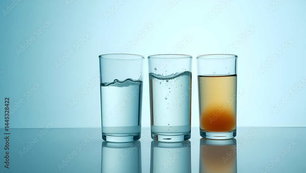 Clear vs Dirty Water Samples: A Side-by-Side Comparison in Glass Cylinders Showcasing Turbidity and Color Differences for Educational Purposes - Stock Photo Concept with Left Space Clear vs Dirty Water Samples: A Side-by-Side Comparison in Glass Cylinders Showcasing Turbidity and Color Differences for Educational Purposes - Stock Photo Concept with Left Space