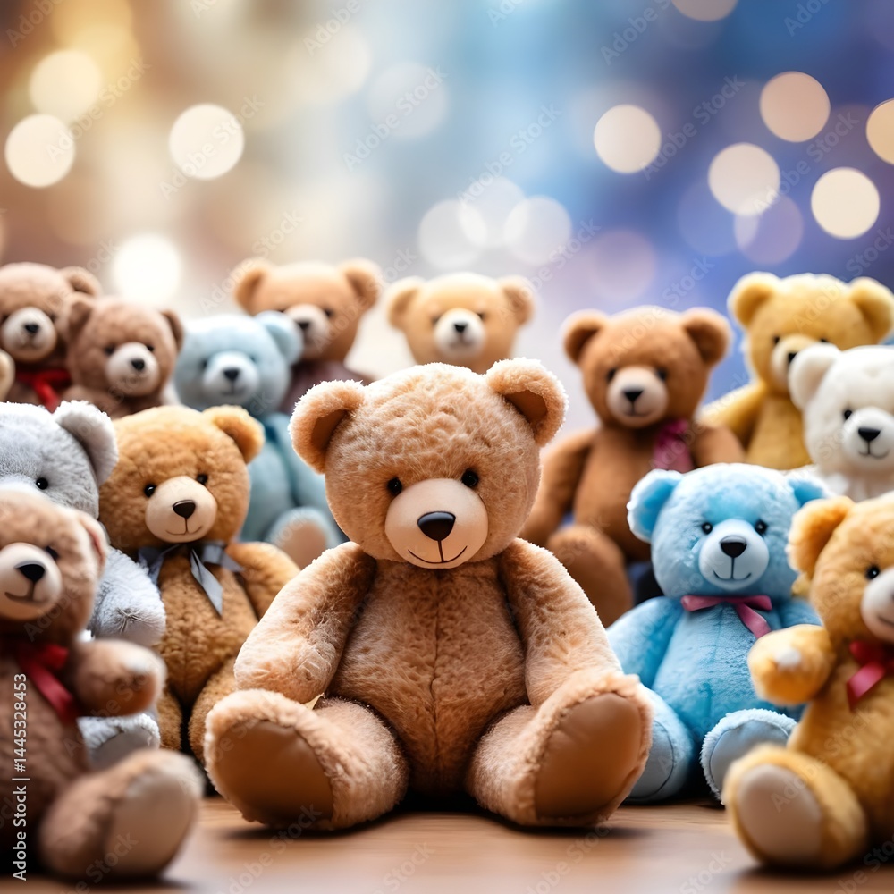 Group of Teddy Bears Sitting Together Group of Teddy Bears Sitting Together