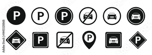 Car parking icon set. parking item stock -vector
