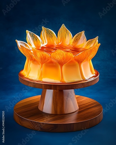 Obraz na płótnie A traditional Filipino leche flan dessert topped with a glossy caramel glaze, showcasing its silky texture and golden sweetness in a mouthwatering presentation. w salonie