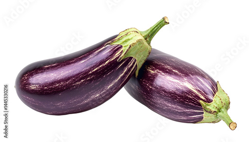 Wallpaper Mural two fresh raw healthy eggplants or aubergine vegetable isolated on white background food ingredient vegetatian cuisine organic greenhouse farm plant Torontodigital.ca