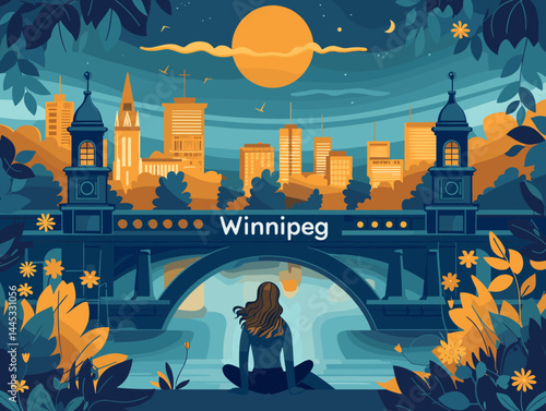 Winnipeg Beautiful vector illustration of the city 