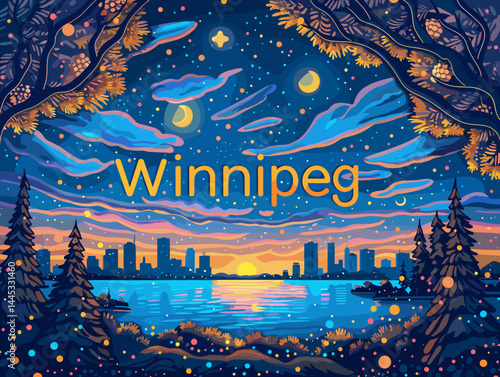 Winnipeg Beautiful vector illustration of the city 