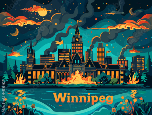 Beautiful vector illustration of the city Winnipeg