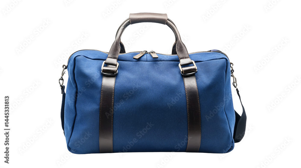 Stylish Blue Travel Bag Isolated on White Background for Travel Advertisements and Promotions Stylish Blue Travel Bag Isolated on White Background for Travel Advertisements and Promotions