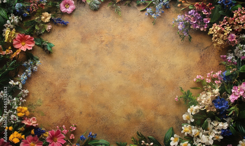 Spring Flower Frame with Copy Space. AI generated illustration. Spring Flower Frame with Copy Space. AI generated illustration.