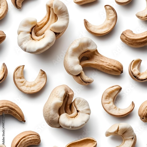 Cashew Nuts, Whole and Halved, Pattern, Top View