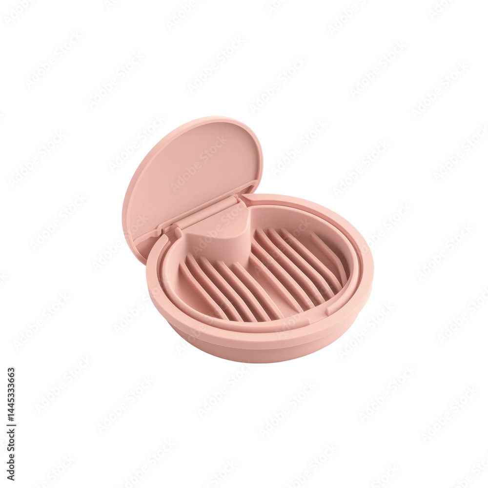 Obraz premium Compact Pink Travel Soap Dish with Lid - Hygienic and Portable Soap Case