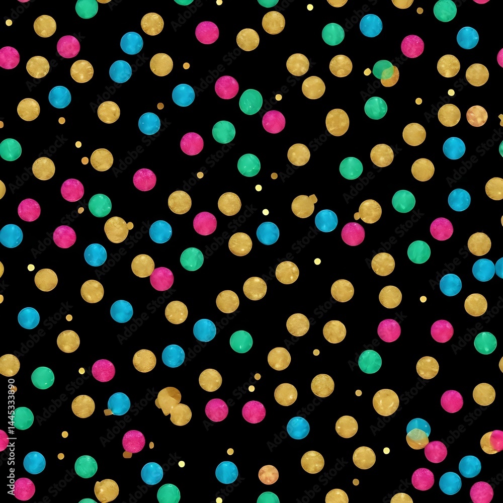 Colorful Confetti Pattern on Black Background Colorful Confetti Pattern on Black Background
