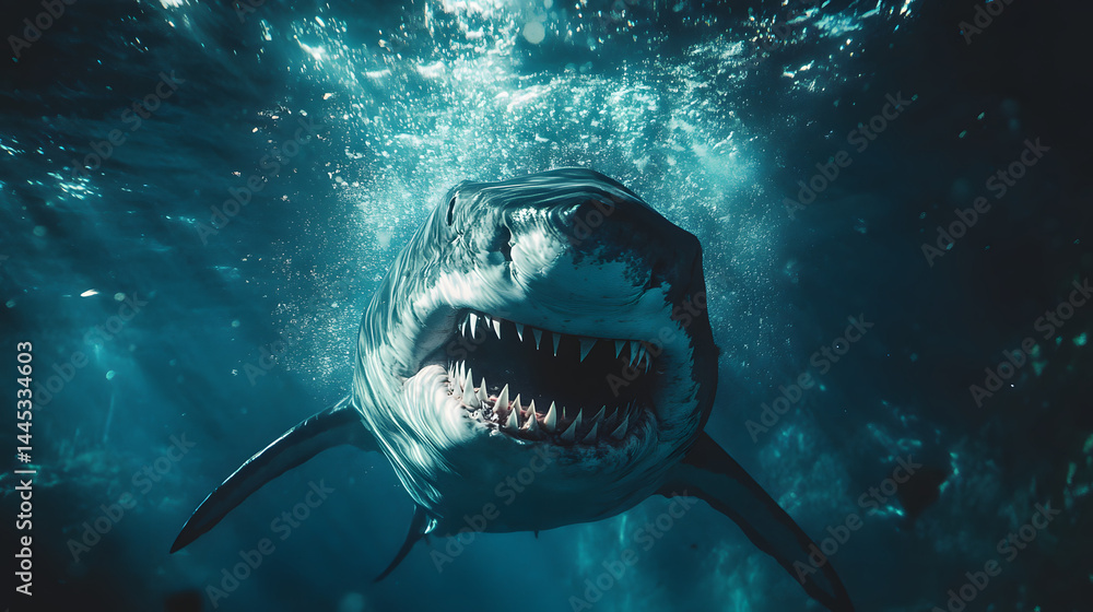 Fototapeta premium Enormous shark swimming throu