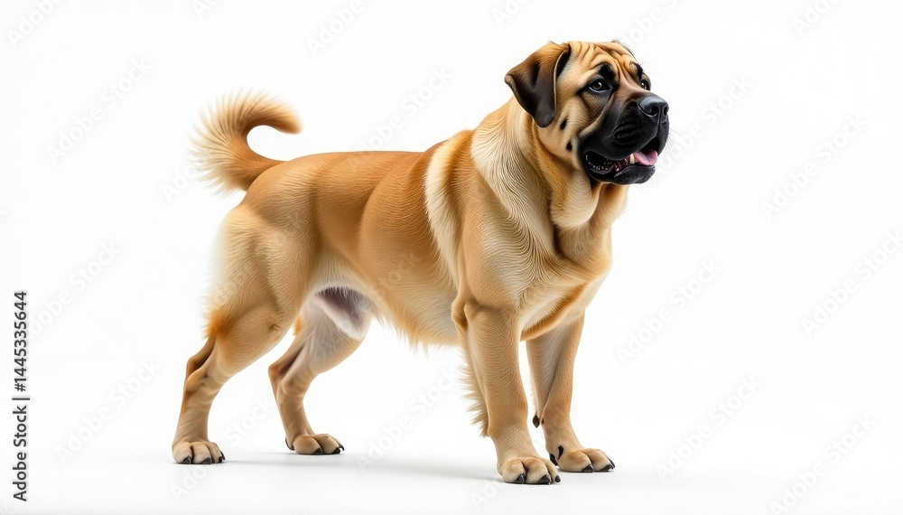 Obraz premium Majestic mastiff, powerful stance, white background, head shot, dog portrait