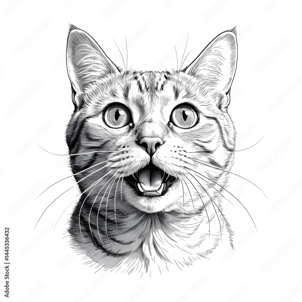 Surprised Tabby Cat Portrait Surprised Tabby Cat Portrait